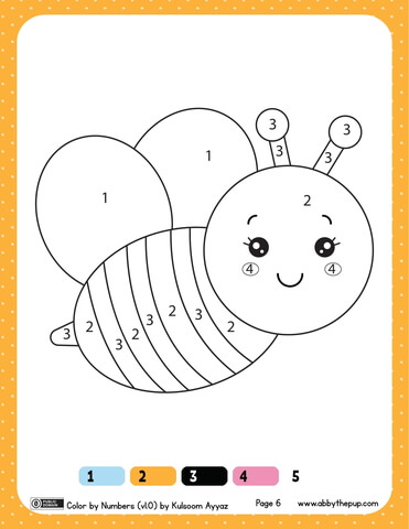 Bee Color By Numbers 1 4 Coloring Page